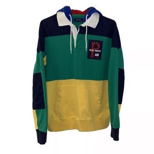 NWT Polo Ralph Lauren Mens Yellow 12M Yacht Hoodie Rugby Jacket Size M